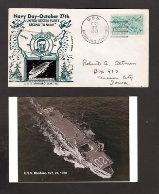 U.S.S. Mindoro (CVE-120) - Naval Ship's Cover - October 27 1949 - Gmahle Cachet • $4.99