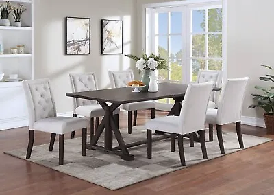 Kilonia 7 Pieces Rectangular Dining Set In Wooden Top Finish • $1198