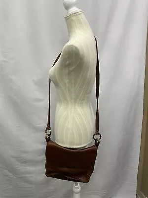 Vintage Leather Crossbody Bag Purse Satchel Flap Brown Bucket 90’s Equestrian  • $34.99