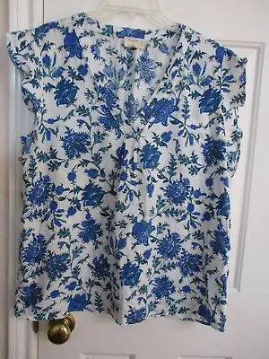 Nicole Miller Floral Linen/rayon Sleeveless Top  Size Extra Large Free Shipping • $10.99
