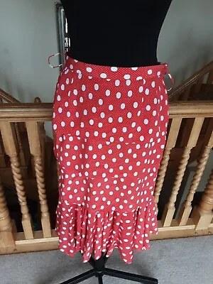 80s Vintage Retro Louis Feraud Red Spotted Ra Ra Skirt 28  Waist • £4