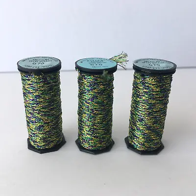 3x Kreinik Metallic Thread #16 Medium Braid 070 MARDI GRAS Polyester 11 Yds. 10M • $14.95