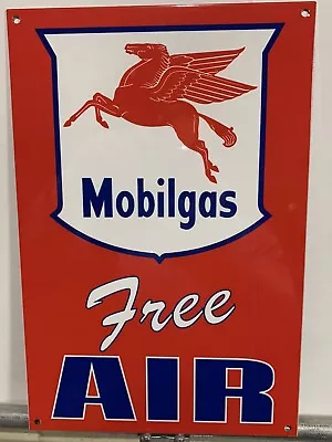 Vintage Style Mobil Mobilgas  Free Air Gas Pump Steel Metal Top Quality Sign • $49.99