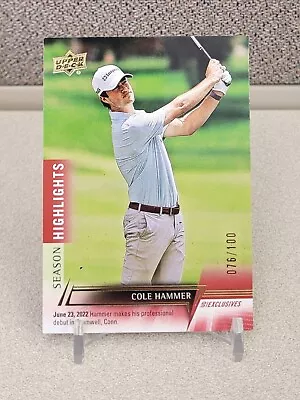 2024 Upper Deck Golf Cole Hammer Season Highlights UD Exclusives 076/100 • $4.99