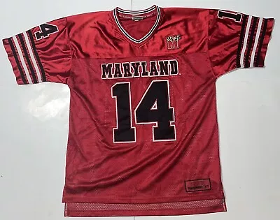 Vintage Maryland Terrapins Football Jersey #14 Men's Large Red Colosseum • $39.99