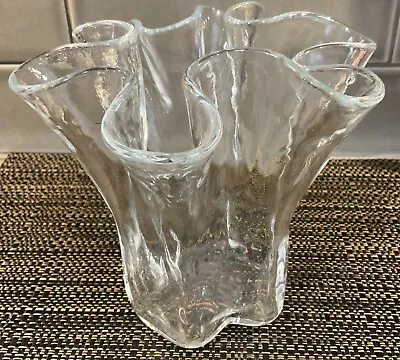 Muurla Finland Handkerchief Ruffle Vase Freeform Scandinavian Art Glass 6” • $32