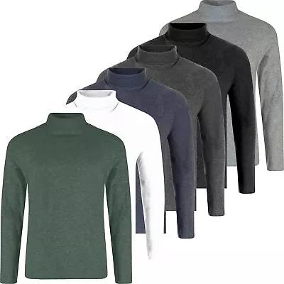 Mens Roll Neck Jumper Lightweight Baselayer T-Shirt Top Turtle High Polo Neck • £6.99