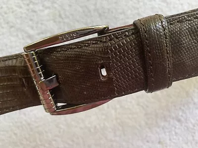 Tod’s Belt Men 38 Italian Leather Snakeskin Brown Distressed Silver Roller • $116.99