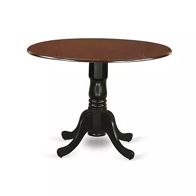 DLT-MBK-TP Dublin Round Table With Two 9  Drop Leaves In Mahogany And Black F... • $184.78