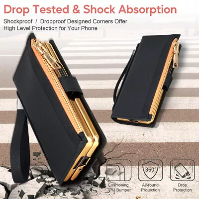 Zipper Leather Wallet Screen Protector Phone Case For Samsung Z Fold 4 3 2 5G • $43.89