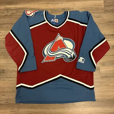 Vintage Colorado Avalanche Starter Sewn NHL Hockey Vintage Jersey Youth L/XL • $34.99