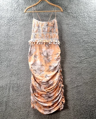 $38.95 • Buy ASOS DESIGN Womens Pencil Dress Szie 12 Orange Grey Floral Ruched Sleeveless Mid