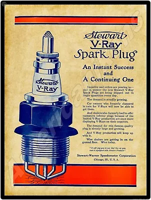 1916 Stewart VRay Spark Plug NEW Metal Sign - 24  X 30  USA STEEL XL Size - 7 Lb • $129.88