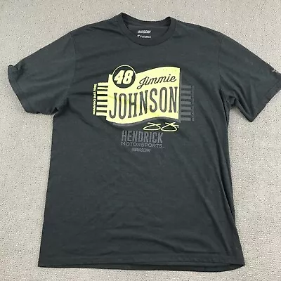 Jimmie Johnson Shirt Men XL Gray NASCAR Short Sleeve Hendricks Racing Crew Neck • $0.99