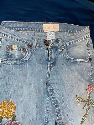 Z. Cavaricci Jeans Beaded Floral BOOT CUT FLARED 70s VINTAGE Bohemian Sz 03 • $8.99