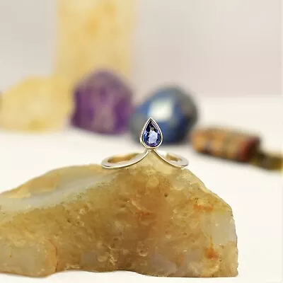 925 Sterling Silver Beautiful Tanzanite Gemstone Handmade Fine Promiose Ring • £56.08