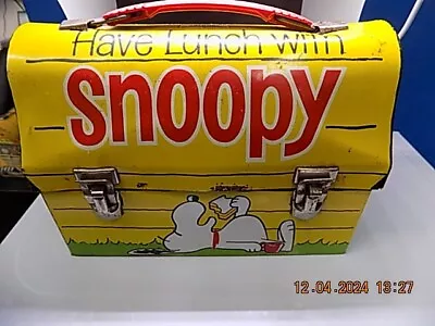 Vintage Metal Snoopy Peanuts Dome Lunchbox 1968 Have Lunch With Snoopy • $31