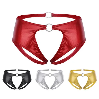£4 • Buy Women Faux Leather Crotchless Jockstrap Briefs Underwear Panties Backless O-ring