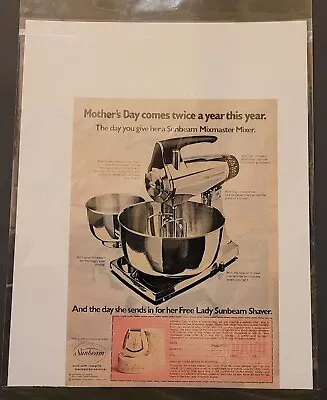 Sunbeam Mixmaster Mixer Vintage Print Ad 1971 • $12.99