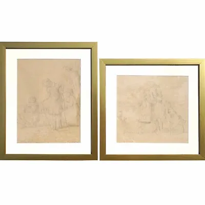 Charles Emmanuel Serret 'FR 1824-1900' Two Drawings Of Children Playing • $1000