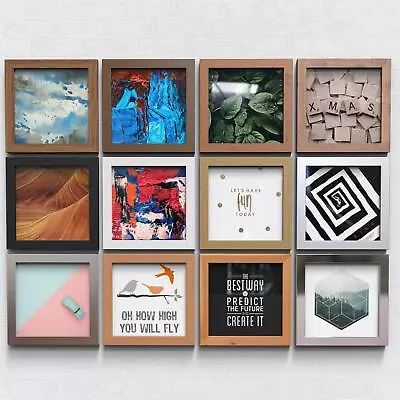 Square Picture Photo Frame Black Oak White Silver Walnut 13 Colors All Sizes • £3.59