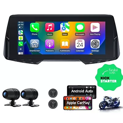 CL876-6.86  Motorcycle Navigator Wireless CarPlay Android Auto With Camera &TPMS • $349.99