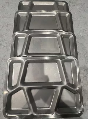 Vintage US Military USA USN Wwll Stainless Steel 6 Compartment Mess Hall Trays  • $48