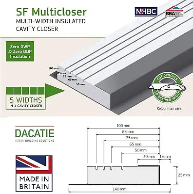 £121 • Buy Dacatie SF Cavity Closers For 50-100mm Cavities - 24 Metres = 2.4m X 10 Lengths