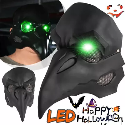 Full Face Leather Bird Mask Plague Doctor Beak Cosplay Mask Masquerade Horrible • $19.90