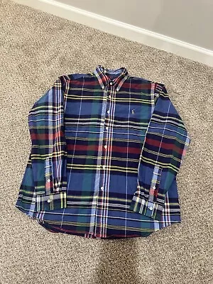 Ralph Lauren Shirt Mens Large Madras Plaid Oxford Button Down Embroidered Pony • $14