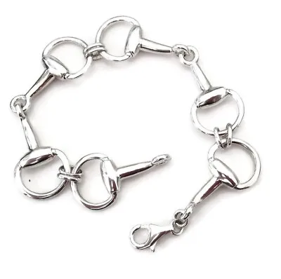 Snaffle Horse Bit Bracelet Solid Sterling Silver 23.8g New Gift Box. • £129