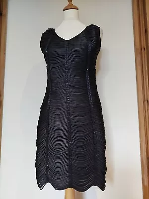 Layers Paris Black Fitted Satin Ribbon Beaded Dress. App Size 8 • £15.99