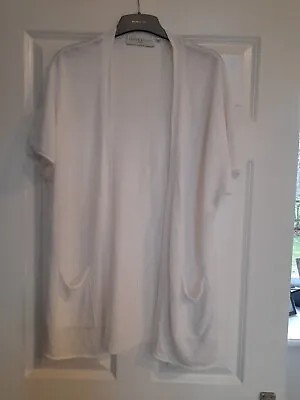 Edina Ronay White Short Sleeve 100 % Linen Cardigan Size 10 • £3.75