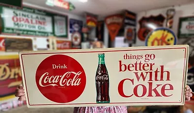 Vintage Things Go Better With Coke Coca Cola Advertising Sign  • $550