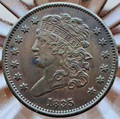 1835 U.S. Classic Head Half Cent  1/2¢ AU Details • $149.99