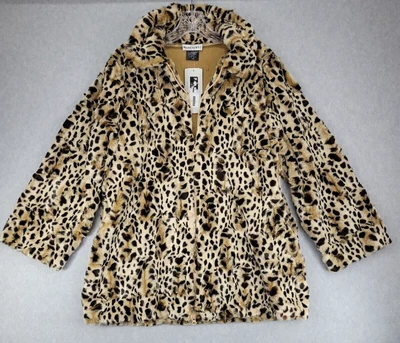 $59.98 • Buy VTG Parkhurst Faux Fur Coat Womens Large Cheetah Print Jacket Made In Canada NWT
