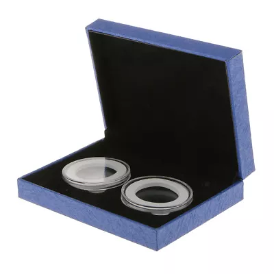 Presentation Box Display Case Coin Collection Gift For Double 38MM Coin Blue • £7.87