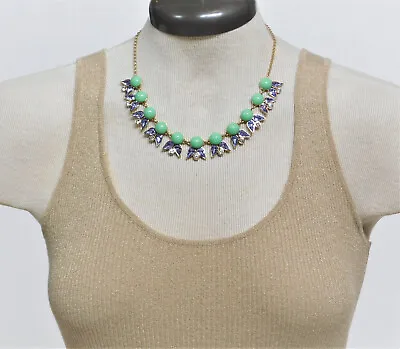 $20 • Buy J.Crew Simply Elegant Green Bead And Lavender Crystal Statement Necklace