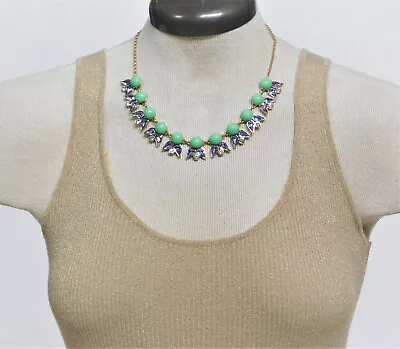 $20 • Buy J.Crew Simply Elegant Green Bead And Lavender Crystal Statement Necklace