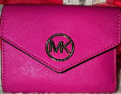 Nwt Michael Kors Greenwich Pink Medium Envelope Trifold Leather Wallet Msrp $128 • $50