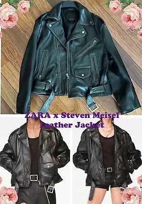 ZARA -Steven Meisel Leather Biker Jacket Size XS(Runs Large) Unisex • $199