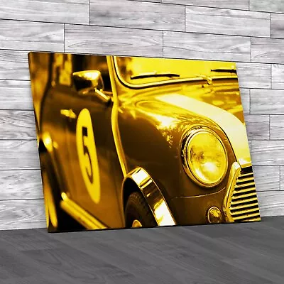 Timeless Mini Cooper Iconic Automotive Charm Yellow Canvas Print Large Picture • £14.95