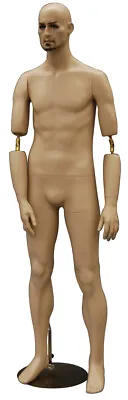 Male Realistic Fleshtone Full Body Mannequin With Flexible Elbows And Wig • $343.28