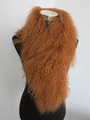  100% Genuine Mongolian Lamb Fur Scarf /fur Collar/ Fur Wrap /brown Women's Cape • $32