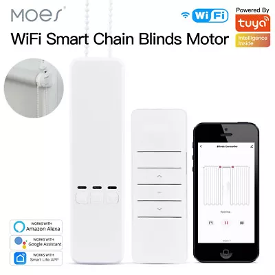 MOES WiFi Smart Curtain Motor Roller Blinds Shutter Drive Voice Remote Control • $59.49