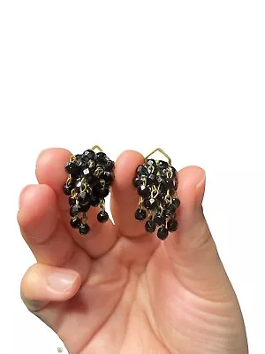 Vintage Clip On Earrings Signed Marked Made In Italy Black Gold • $6.25