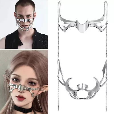 Cosplay Punk Mechanical Style Face Decoration Halloween Mask Lip Ring Earring • $11.90