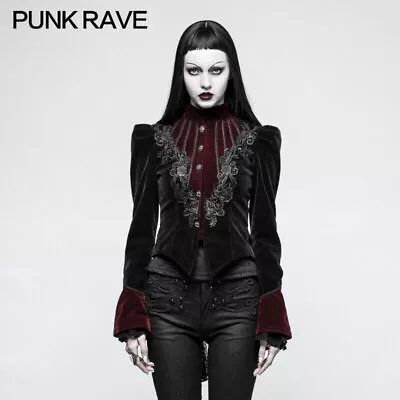 Punk Rave Women Gothic Short Jacket Velvet VTG Vampire Party Coat Steampunk Coat • $116.98