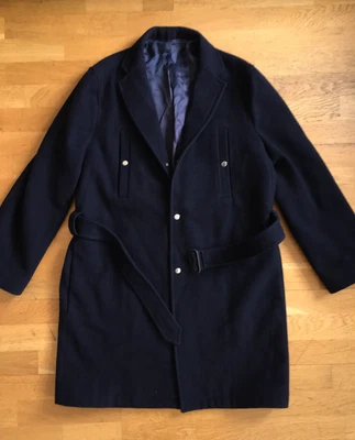 £125 • Buy Agi & Sam Pure Wool Coat M Navy Made In England Covert