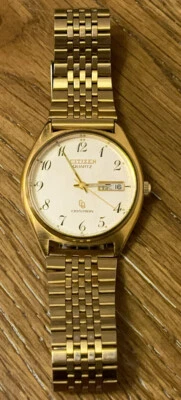 $49.99 • Buy CITIZEN Crystron CQ Watch Men's Vintage Gold Tone 44-2666 Japan Needs Battery